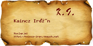 Kaincz Irén névjegykártya